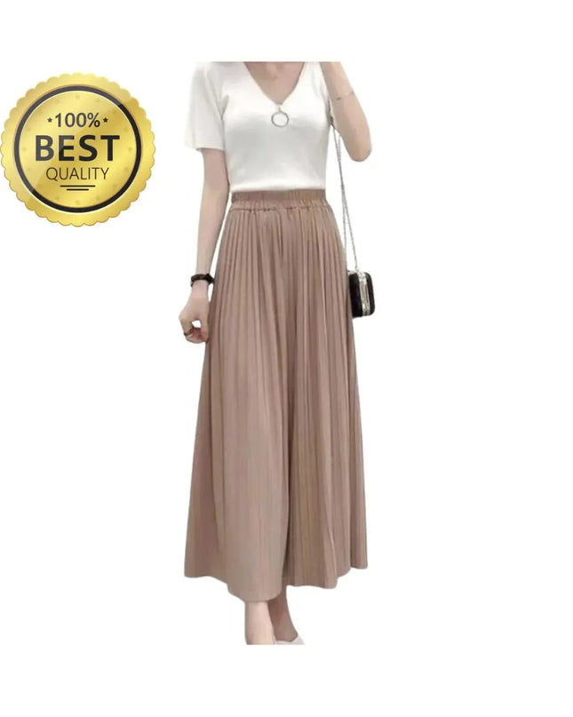 Wide Leg Pleated Skirt Pants: Korean Style Summer Culottes