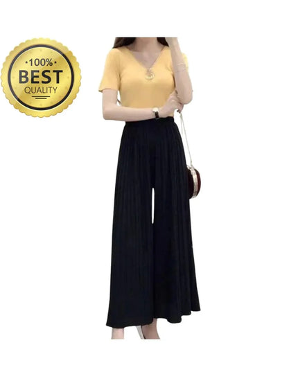 Wide Leg Pleated Skirt Pants: Korean Style Summer Culottes