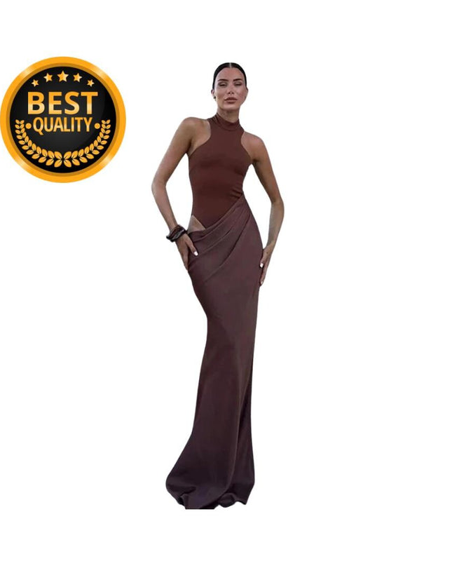 Sexy Hollow Out Women Maxi Dress Black Sleeveless High Waist Dress Female Autumn Skinny Elegant Party Clubwear