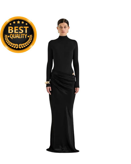 Sexy Hollow Out Women Maxi Dress Black Sleeveless High Waist Dress Female Autumn Skinny Elegant Party Clubwear