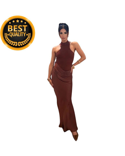 Sexy Hollow Out Women Maxi Dress Black Sleeveless High Waist Dress Female Autumn Skinny Elegant Party Clubwear