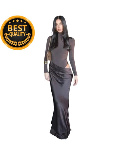 Sexy Hollow Out Women Maxi Dress Black Sleeveless High Waist Dress Female Autumn Skinny Elegant Party Clubwear