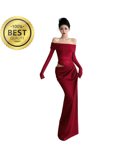 Sexy Dress Women 2025 Spring Patchwork Mesh Elegant Slash Neck Ruched Fit Chic Birthday Party Festival Vacation Vestidos