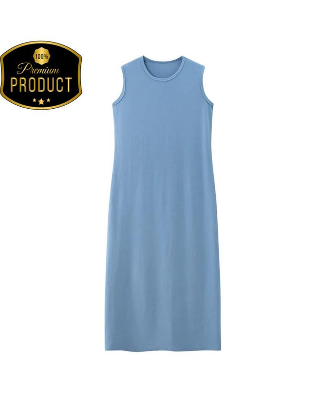 Summer Women’s Ribbed Maxi Dress with Cardigan – Ankle-Length Natural Fiber Two-Piece Outfit