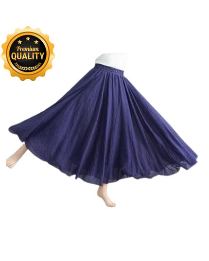 Cotton Linen Maxi Skirt, Floor Length Flowy Skirts, Elastic Waist A-Line Skirt, Custom Plus Size Skirts