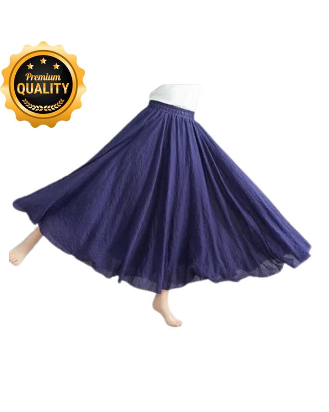 Cotton Linen Maxi Skirt, Floor Length Flowy Skirts, Elastic Waist A-Line Skirt, Custom Plus Size Skirts