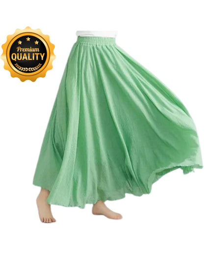 Cotton Linen Maxi Skirt, Floor Length Flowy Skirts, Elastic Waist A-Line Skirt, Custom Plus Size Skirts
