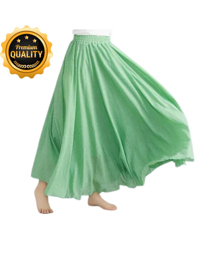 Cotton Linen Maxi Skirt, Floor Length Flowy Skirts, Elastic Waist A-Line Skirt, Custom Plus Size Skirts