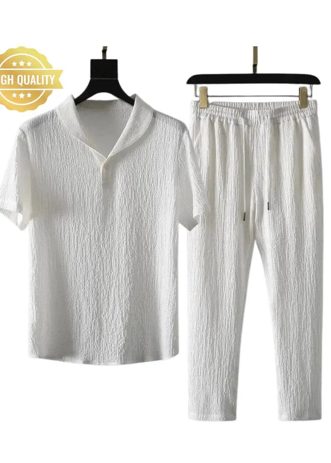 Summer Men's Fashion Classic Shirt;Men's Tracksuits 2 Casual Athletic Jogging Outfits Short Sleeve Track Suits For Men Set Men Dress Outfits