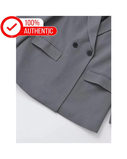 Double Breasted Blazer: Women's Office Wear Coat with Flap Pockets