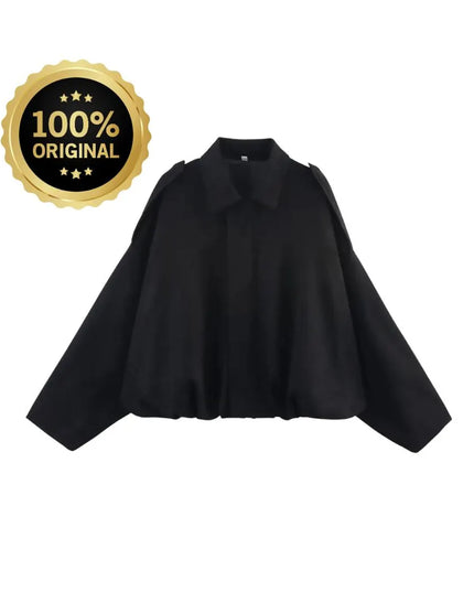 Fashion Solid Bomber Jacket For Women 2025 Autumn Winter Lapel Zipper Long Sleeve Coats Female High Street Chic Lady Outerwear