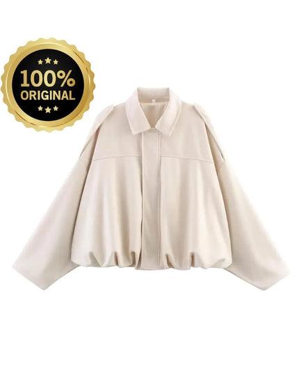 Fashion Solid Bomber Jacket For Women 2025 Autumn Winter Lapel Zipper Long Sleeve Coats Female High Street Chic Lady Outerwear