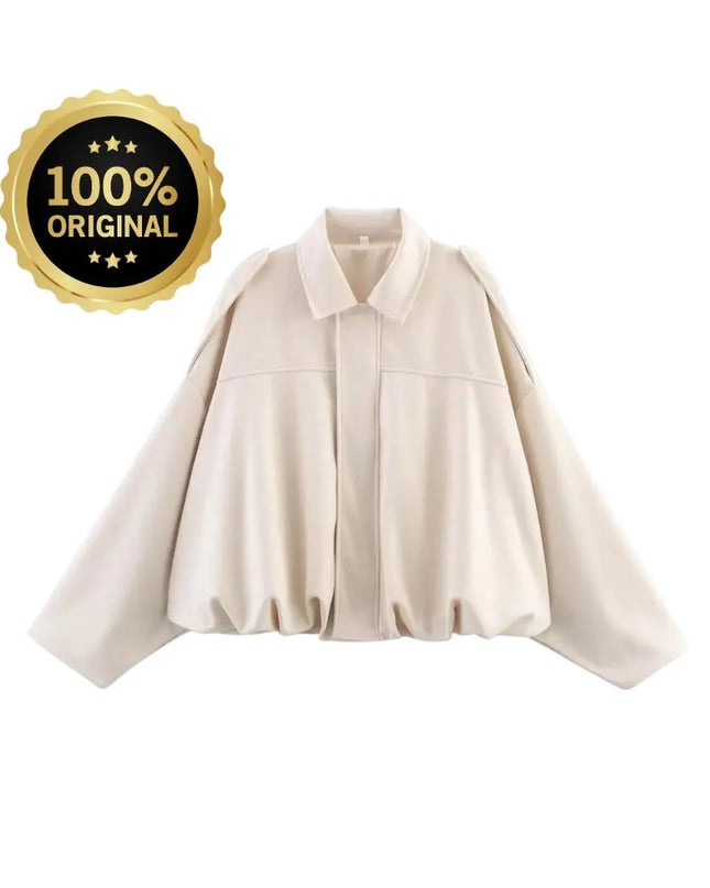 Fashion Solid Bomber Jacket For Women 2025 Autumn Winter Lapel Zipper Long Sleeve Coats Female High Street Chic Lady Outerwear