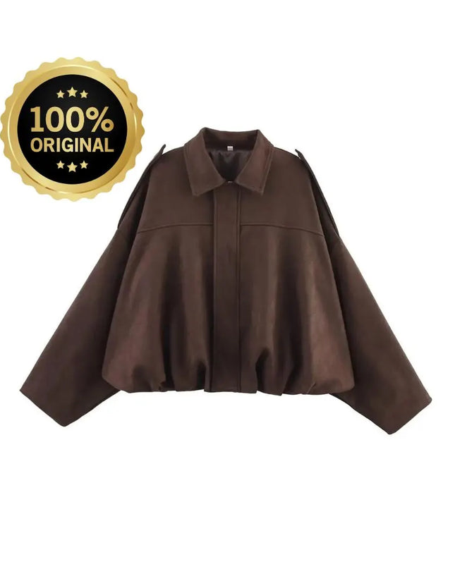 Fashion Solid Bomber Jacket For Women 2025 Autumn Winter Lapel Zipper Long Sleeve Coats Female High Street Chic Lady Outerwear