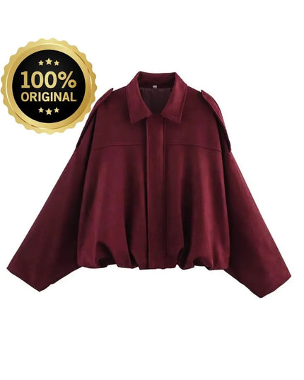 Fashion Solid Bomber Jacket For Women 2025 Autumn Winter Lapel Zipper Long Sleeve Coats Female High Street Chic Lady Outerwear