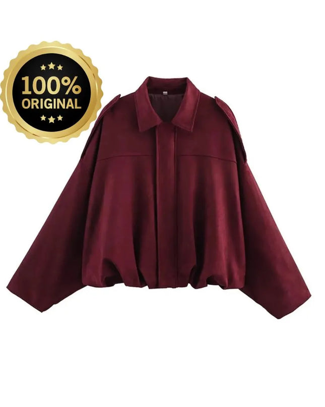 Fashion Solid Bomber Jacket For Women 2025 Autumn Winter Lapel Zipper Long Sleeve Coats Female High Street Chic Lady Outerwear