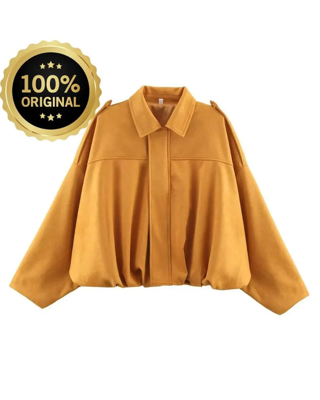 Fashion Solid Bomber Jacket For Women 2025 Autumn Winter Lapel Zipper Long Sleeve Coats Female High Street Chic Lady Outerwear