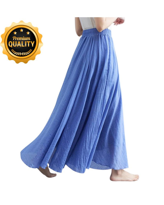 Cotton Linen Maxi Skirt, Floor Length Flowy Skirts, Elastic Waist A-Line Skirt, Custom Plus Size Skirts