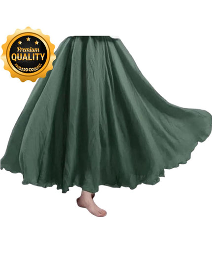 Cotton Linen Maxi Skirt, Floor Length Flowy Skirts, Elastic Waist A-Line Skirt, Custom Plus Size Skirts