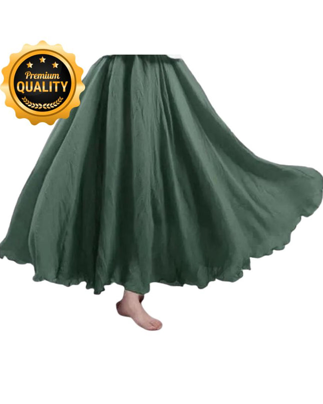 Cotton Linen Maxi Skirt, Floor Length Flowy Skirts, Elastic Waist A-Line Skirt, Custom Plus Size Skirts