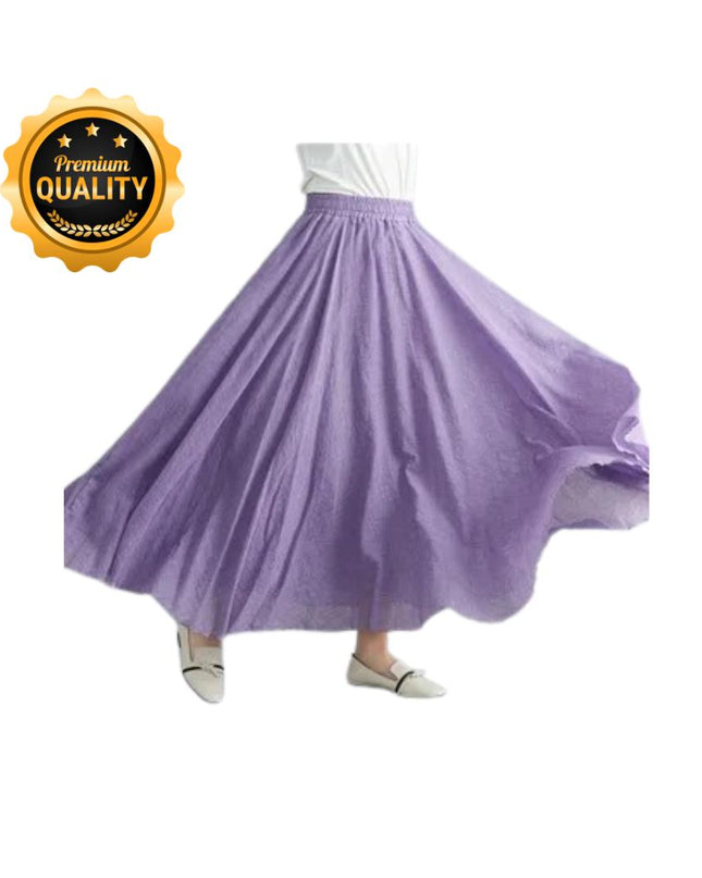 Cotton Linen Maxi Skirt, Floor Length Flowy Skirts, Elastic Waist A-Line Skirt, Custom Plus Size Skirts