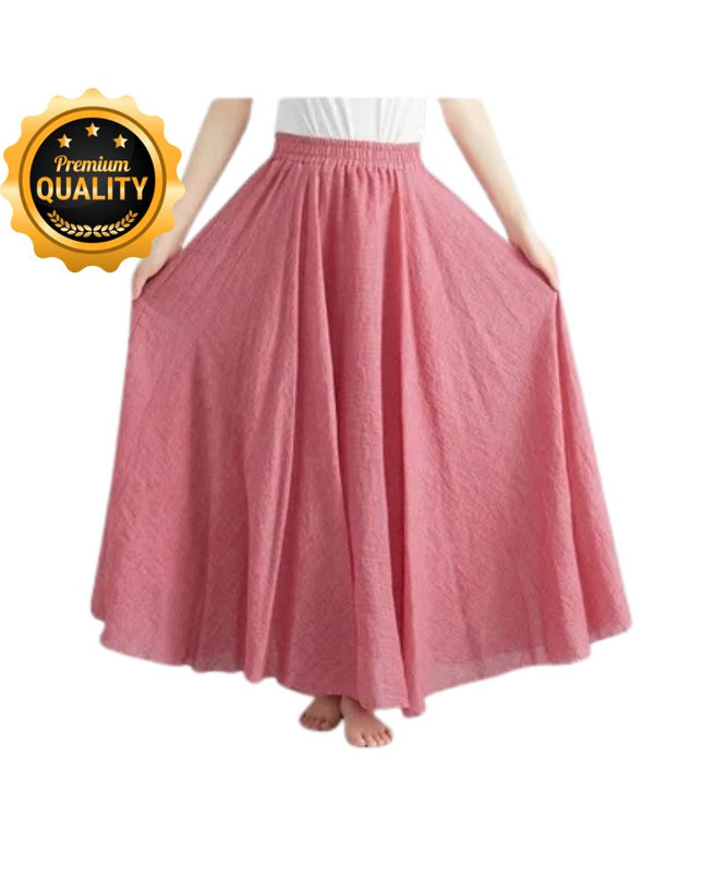 Cotton Linen Maxi Skirt, Floor Length Flowy Skirts, Elastic Waist A-Line Skirt, Custom Plus Size Skirts