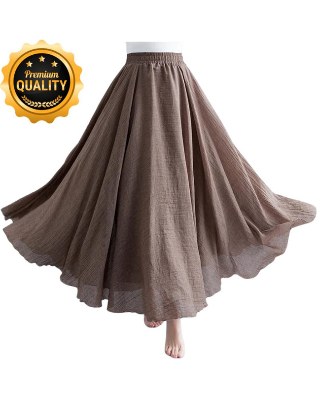 Cotton Linen Maxi Skirt, Floor Length Flowy Skirts, Elastic Waist A-Line Skirt, Custom Plus Size Skirts