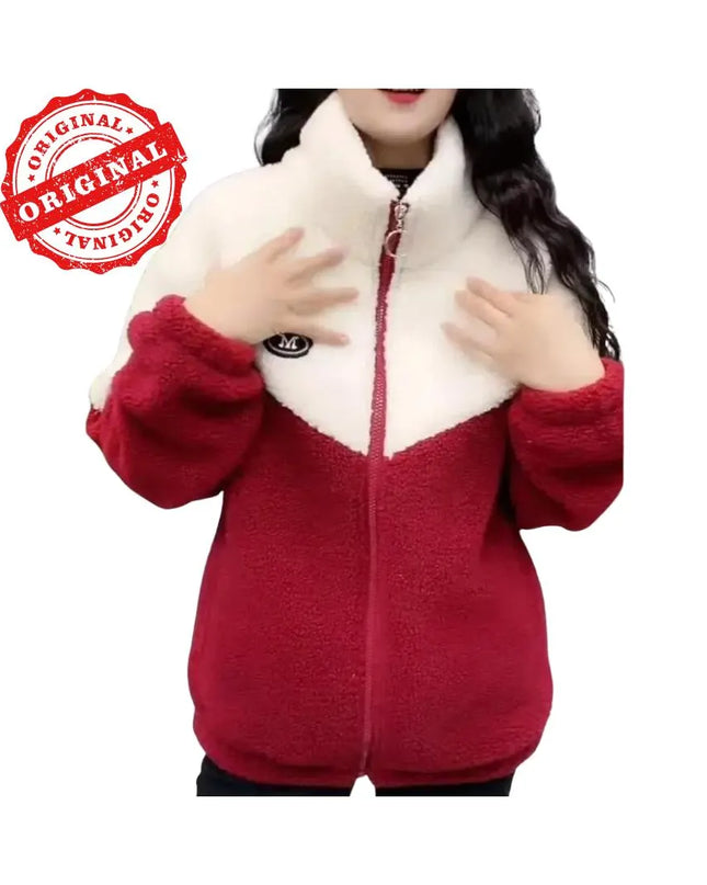 Autumn Winter Fleece Fluffy Jacket Streetwear Harajuku Zipper Coat Woman Lightweight Jacket Plush Warm Jacket Splice Coat