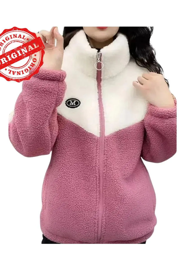 Autumn Winter Fleece Fluffy Jacket Streetwear Harajuku Zipper Coat Woman Lightweight Jacket Plush Warm Jacket Splice Coat