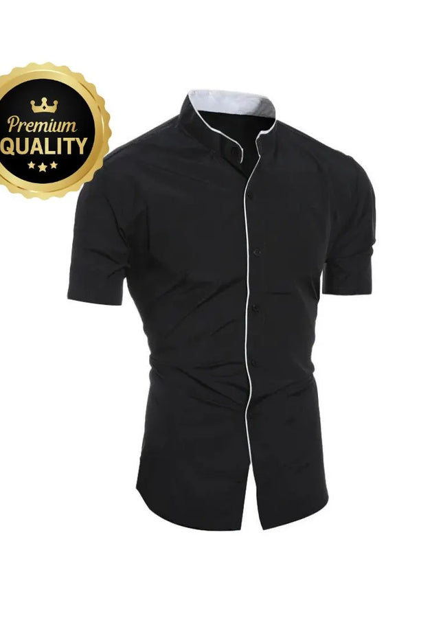 New Men's Solid Color Casual Commuting Short-Sleeved Shirt