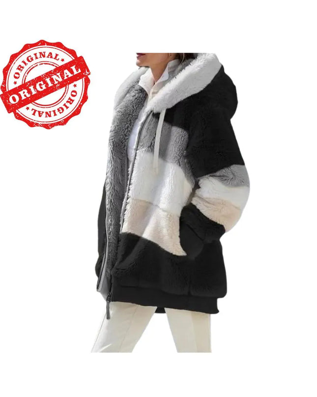 Oversized Jacket For Women, Autumn Winter Warm Plush Hooded Coat, Casual Cotton Jacket, Women’s Sweatshirt with Pockets, Gift For Her