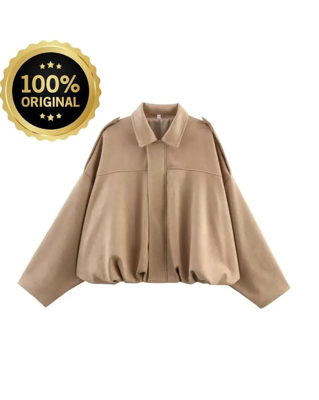 Fashion Solid Bomber Jacket For Women 2025 Autumn Winter Lapel Zipper Long Sleeve Coats Female High Street Chic Lady Outerwear