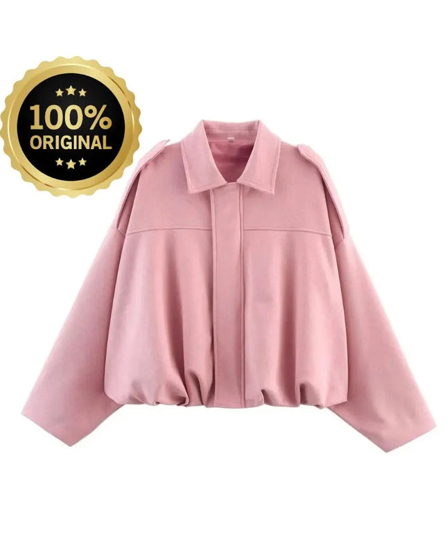 Fashion Solid Bomber Jacket For Women 2025 Autumn Winter Lapel Zipper Long Sleeve Coats Female High Street Chic Lady Outerwear