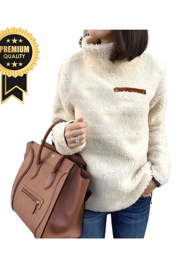 Organic Cotton Sweater, Soft Wool Sweater for Women, Oversize Sweater Cable Knit Pullover, Turtleneck Sweater, Gift For Her