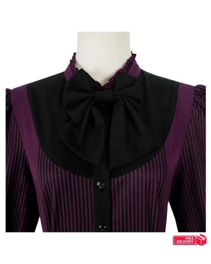 Medieval Retro Gothic Lolita Black Gothic Women Lolita Dresses Bow Collar Pleated Lace Up Goth Vintage Chic Jurken Dress