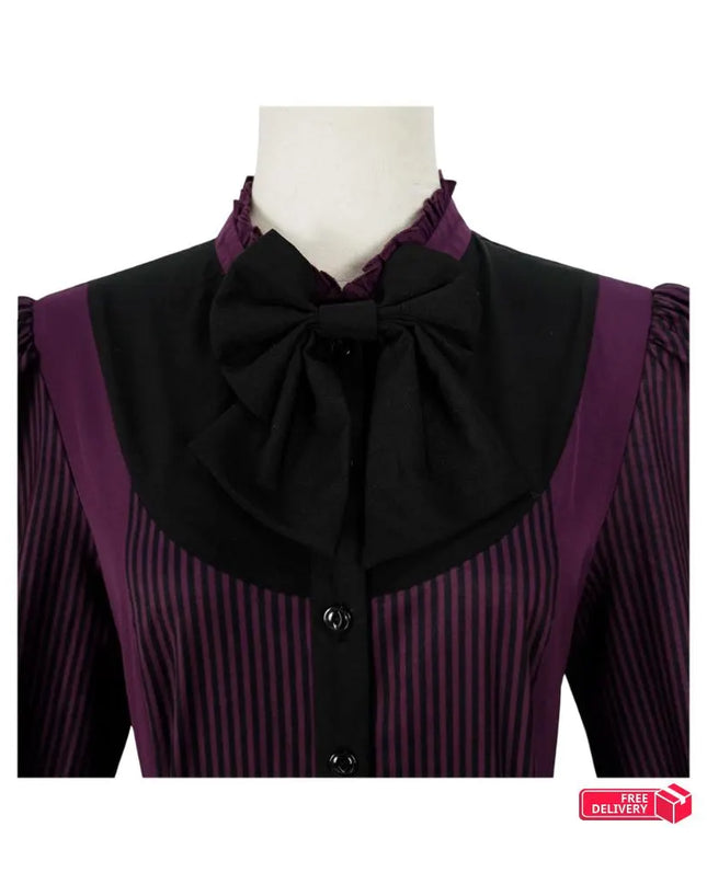 Medieval Retro Gothic Lolita Black Gothic Women Lolita Dresses Bow Collar Pleated Lace Up Goth Vintage Chic Jurken Dress