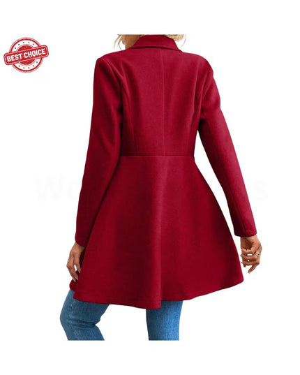 Boutique Solid Color Long Sleeve Lapel Button-Up New Year Red Valentine's Day Gift Outerwears Women's Coats Winter