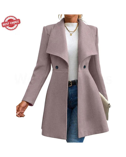 Boutique Solid Color Long Sleeve Lapel Button-Up New Year Red Valentine's Day Gift Outerwears Women's Coats Winter