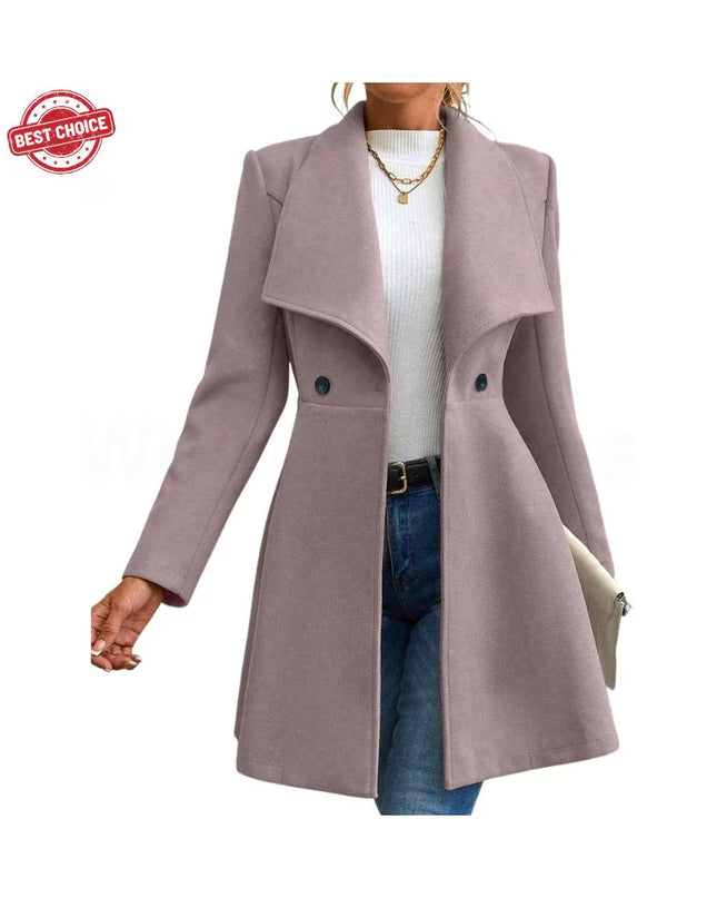 Boutique Solid Color Long Sleeve Lapel Button-Up New Year Red Valentine's Day Gift Outerwears Women's Coats Winter