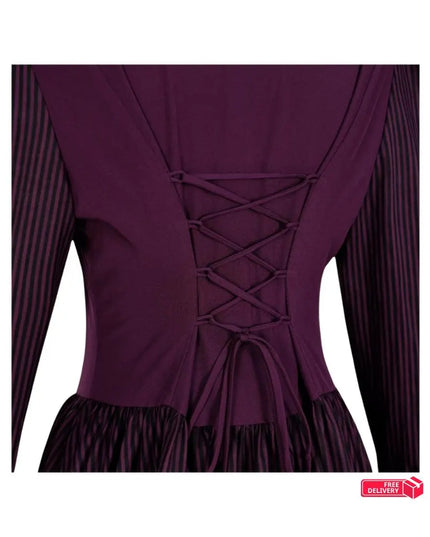 Medieval Retro Gothic Lolita Black Gothic Women Lolita Dresses Bow Collar Pleated Lace Up Goth Vintage Chic Jurken Dress