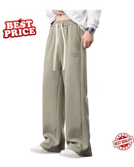 Men’s Wide-Leg Cotton Sweatpants – Straight Fit Track Pants with Drawstring | Casual Baggy Sports Trousers | Plus Size up to 8XL
