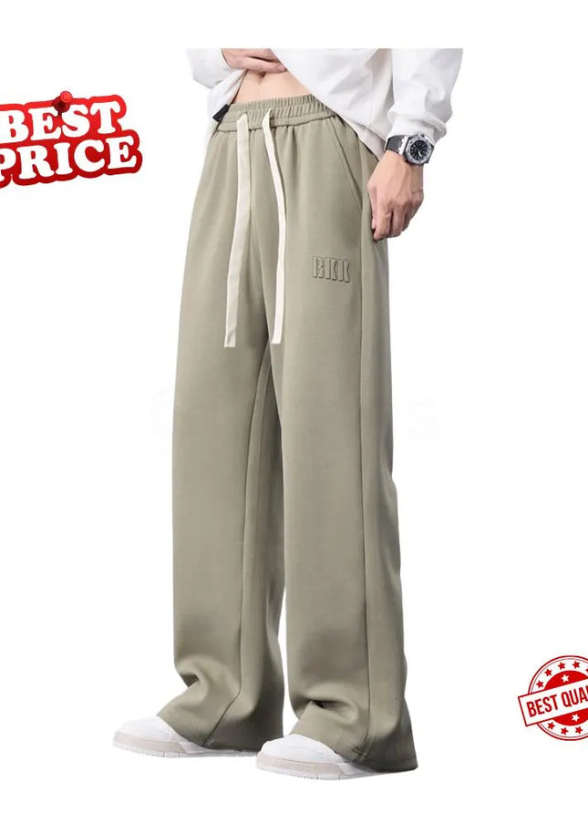 Men’s Wide-Leg Cotton Sweatpants – Straight Fit Track Pants with Drawstring | Casual Baggy Sports Trousers | Plus Size up to 8XL