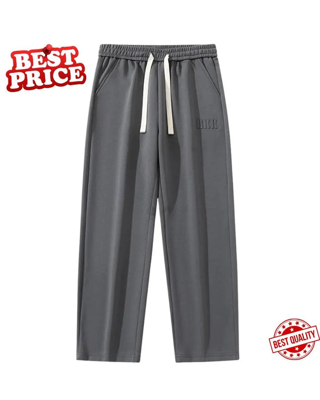 Men’s Wide-Leg Cotton Sweatpants – Straight Fit Track Pants with Drawstring | Casual Baggy Sports Trousers | Plus Size up to 8XL